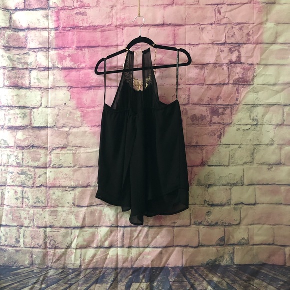 black tank top with built in necklace - Picture 2 of 2